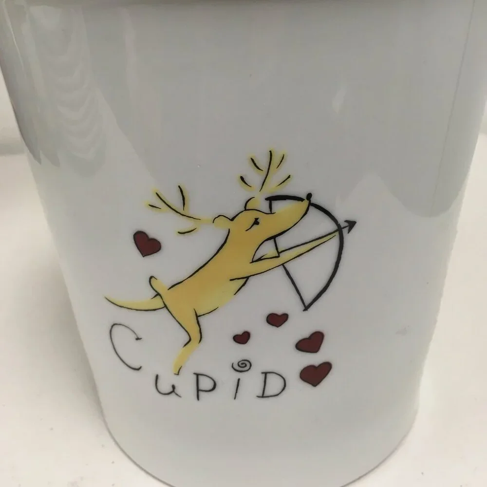 Pottery Barn Cupid Reindeer utensil holder 8